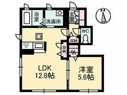 ウノ エスペランサ(1LDK/1階)の間取り写真