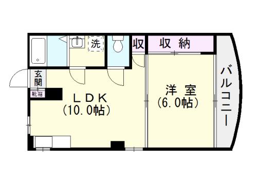 アビタシオン笹貫(1LDK/2階)の間取り写真