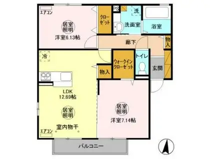 SIN.グリュックC(2LDK/2階)の間取り写真