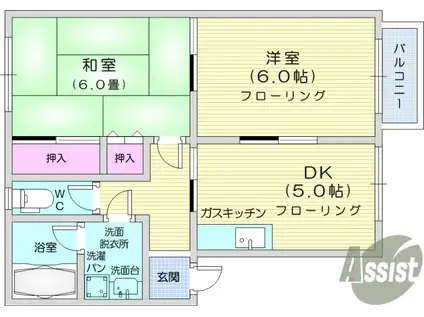 ハイツYU(2DK/1階)の間取り写真