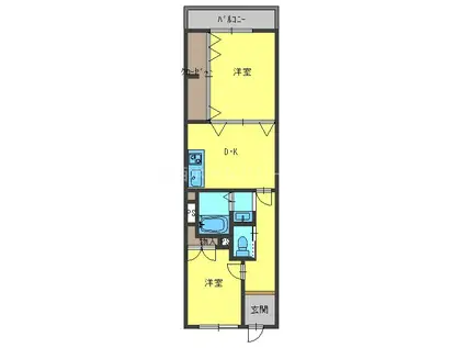 門真ロイヤル(2DK/5階)の間取り写真
