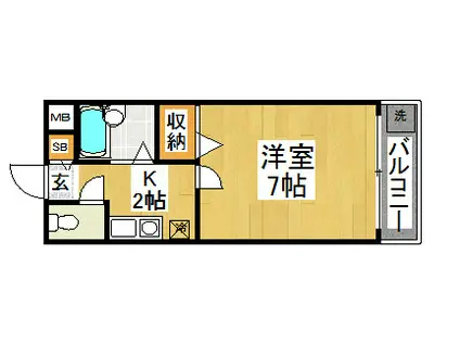 セレソなかもず(1K/2階)の間取り写真