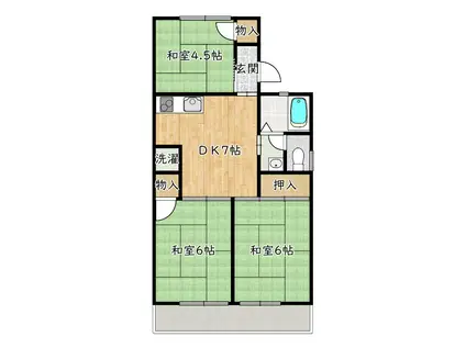 ISE伊勢 我孫子6703(3DK/2階)の間取り写真