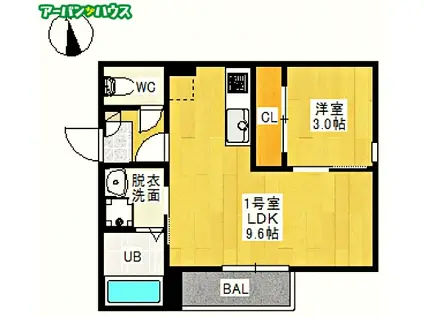 REGALEST・D・西古松(1LDK/2階)の間取り写真