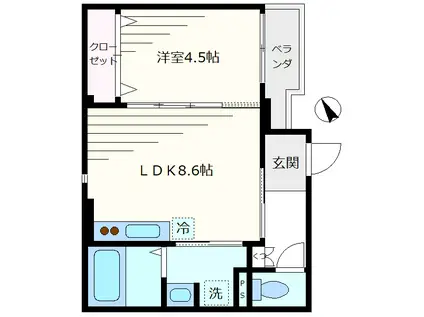 PION(1LDK/1階)の間取り写真