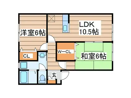 サクレ上山王(2LDK/1階)の間取り写真