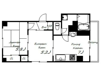 シャイン3(2DK/3階)の間取り写真