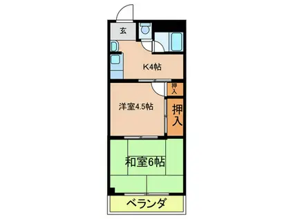 パールハイツI(2K/2階)の間取り写真