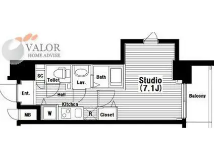 グランドガーラ横濱山下町(1K/7階)の間取り写真