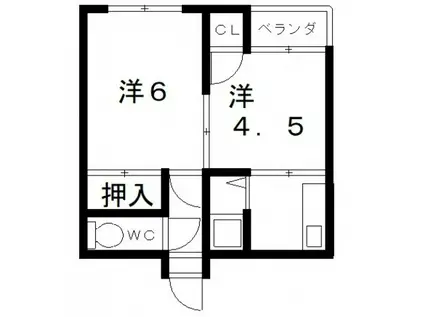 サンシャイン東住吉D棟(2K/2階)の間取り写真