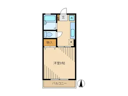コスモスB(1K/1階)の間取り写真