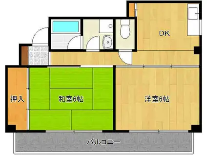 かみ吉ビル(2DK/4階)の間取り写真