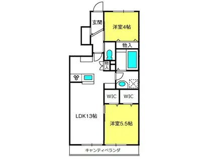 パークメゾン上小町(2LDK/1階)の間取り写真