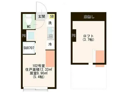 IN BLOOM(ワンルーム/1階)の間取り写真