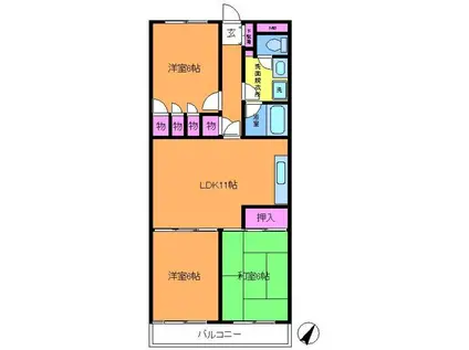 GSハイム西調布(3LDK/2階)の間取り写真