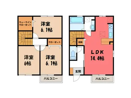 ＪＲ高崎線 熊谷駅 徒歩21分 2階建 築10年(3LDK/1階)の間取り写真