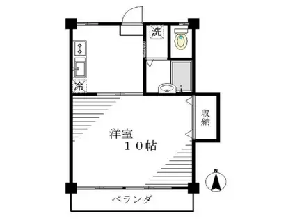 上荻ハウス(1K/3階)の間取り写真