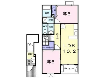 メゾンドリカムIII(2LDK/2階)の間取り写真