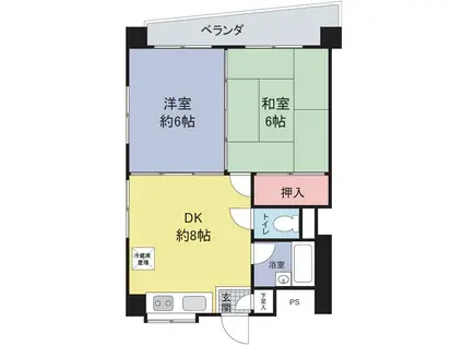 コーポさち(2LDK/4階)の間取り写真