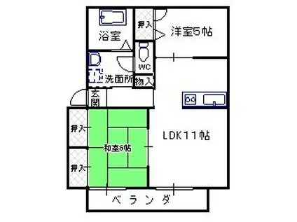 ヌーヴェルシゲミツC(2LDK/2階)の間取り写真