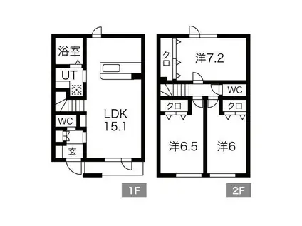 ノースハウス北野(3LDK/1階)の間取り写真