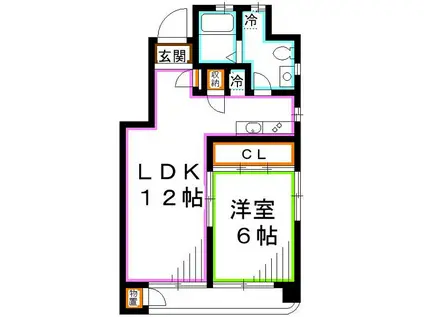 ツインハイツ(1LDK/9階)の間取り写真