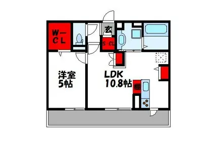 カレントII(1LDK/2階)の間取り写真