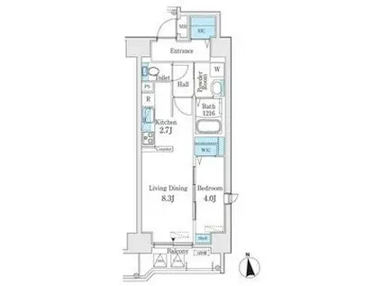 プレイズシード浄心(1LDK/8階)の間取り写真