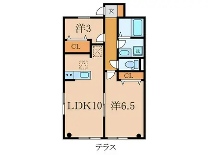CASA FLORII(2LDK/1階)の間取り写真