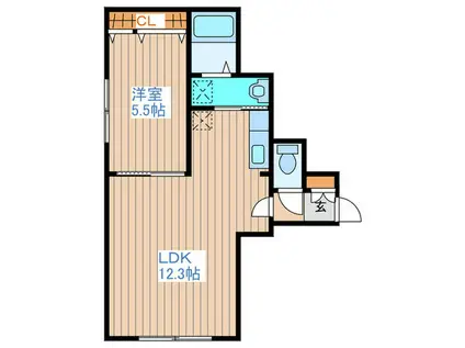 イーストステージUセカンド(1LDK/1階)の間取り写真