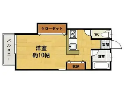 ヌーベル白木原(ワンルーム/2階)の間取り写真