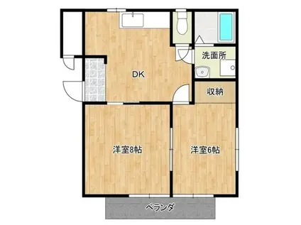 太陽と青空のラヴィータ(2DK/1階)の間取り写真