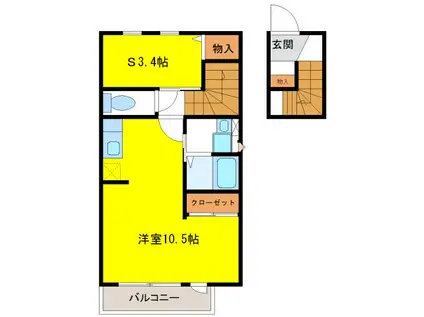 ザ・セントレ盛岡(1LDK/2階)の間取り写真