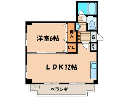エトール市川(1LDK/2階)の間取り写真