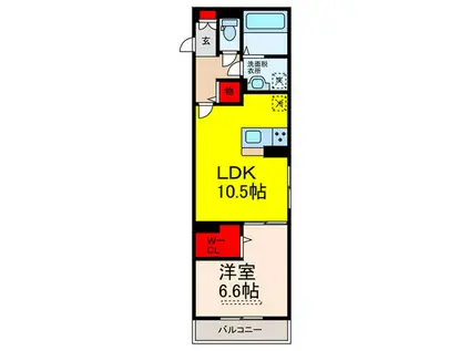 ラフィーネ八尾東(1LDK/3階)の間取り写真