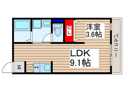 リブコート諏訪町(1LDK/1階)の間取り写真