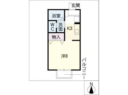 ウィットフィールド(1K/1階)の間取り写真