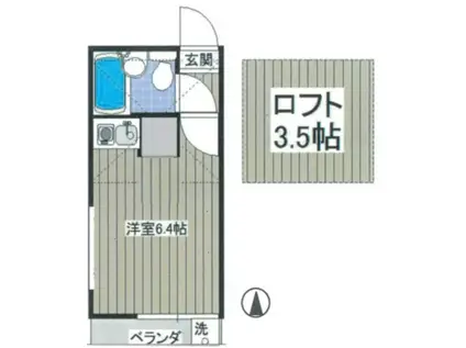 ユミハウス上井草(ワンルーム/2階)の間取り写真