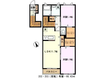 シャーメゾンゆうやII(2LDK/2階)の間取り写真