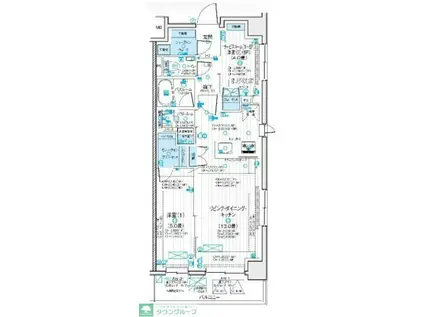 デュオステージ浦和岸町(1SLDK/4階)の間取り写真