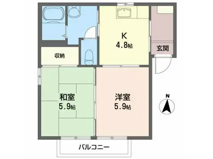 グランディプラザA(2DK/2階)の間取り写真