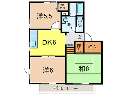 スプリングヒル(3DK/1階)の間取り写真