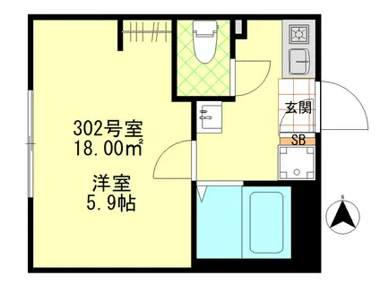 ルミナス千住大橋(1K/3階)の間取り写真