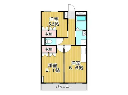フィオーレ ツカサII(2DK/2階)の間取り写真