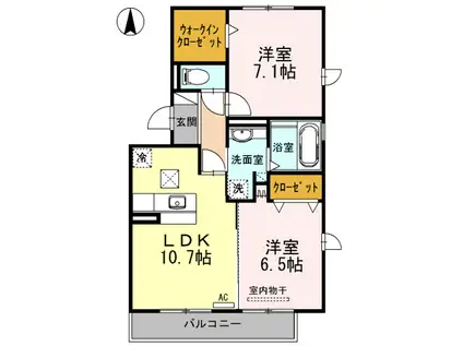 モンシャトー岐南(2LDK/1階)の間取り写真