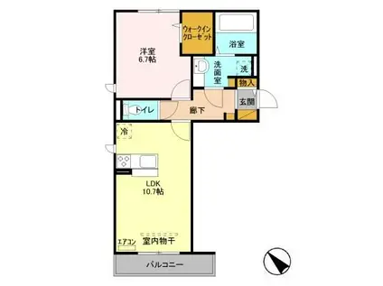 エスポワール(1LDK/2階)の間取り写真