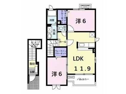 プラシードIV(2LDK/2階)の間取り写真
