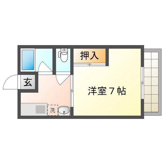 アルソーレ城北参番館(1K/1階)の間取り写真