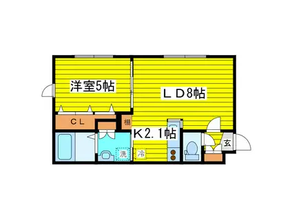 地下鉄東豊線 元町駅(札幌) 徒歩1分 4階建 築12年(1LDK/4階)の間取り写真