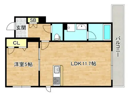 シャーメゾン菱屋東(1LDK/2階)の間取り写真